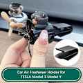 Miniatyrbilde 4 av 6: 4-pakke luftfriskeradapter for Tesla Model 3 / Y 2017-2023 luftventilklips friskereholder med avstandsstykker midtkonsollholder