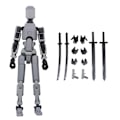 Miniatyrbillede 1 af 5: T13 Actionfigur, Titan 13 Actionfigur, Robot Actionfigur, 3D-trykt Action, 50 % tilbud - grey