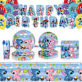 Pikkukuva 3 / 5: Sininen Stitch-syntymäpäiväjuhlien koristeet, sarjakuva Lilo ja Stitch -teema, astiasto, kupit, lautaset, ilmapallo, lasten juhlatarvikkeet number balloon 9