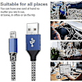 Miniatyrbild 4 av 4: 5-pack nylonflätad iPhone-laddare Lightning-kabel snabbladdning