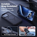 Miniatyrbillede 2 af 4: Etui til iPhone 16 Pro Max, hård stødsikker beskyttelse med roterende magnetisk ringholder - sort