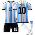 Miniatyrbild 1 av 4: Argentina herrlandslag VM hemmatröja Messi #10 fotbollströja T-shirt shorts kit fotboll 3-delat set för barn vuxna Adult XL（180-190cm）