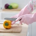 Miniatyrbillede 2 af 5: 1 par lyserøde gummiblomsterhandsker skridsikre vandtætte varmere vinter lange manchetter latexhandsker