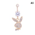 Miniatyrbillede 1 af 5: 1. Buny Dangle Navlepiercing med Pave CZ Stene i Kirurgisk Stål A5