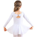 Miniatyrbilde 6 av 6: Jente Ballerina Langarms Leotard Dans Tutu Kjole Hvit White 110 cm