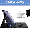 Miniatyrbild 4 av 5: Trådlöst Bluetooth-fodral med pekplatta för Samsung Galaxy Tab S7 Fe / S7 Plus / S8+ - Stöttåligt skydd Black