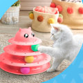 Miniatyrbild 6 av 6: Katt Rullkula Leksak Interaktiv, 3-vånings Torn Rolig Katt Bollbana Leksak med 3 Färgade Bollar, 3 Nivåer Kattretande Leksak red