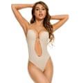 Miniatyrbillede 1 af 4: Kvinde Sheath Dyb V-hals Body Shaper Stropløs Rygløs Shapewear(M)