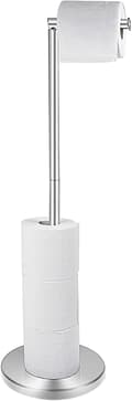 Fritstående toiletpapirholder i rustfrit stål, foldbar toiletpapirholder med robust base, opbevaringsdispenser (sølv)