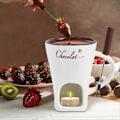 Miniatyrbild 2 av 5: Chokladfondue Mugg Kaffekopp Chokladsmältningsmugg med Gaffel Fonduegryta Värmare Mugg Godis Varm Gryta för Godis Ost Matlagning Dessert white