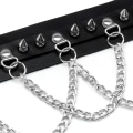 Miniatyrbillede 4 af 4: Gotisk Choker Spike Rivet med 3 Lags Kæde Justerbar Punk PU Læder Halskæder Krave