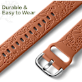 Pikkukuva 4 / 7: Auringonkukkakaiverrettu ranneke, yhteensopiva Samsung Galaxy Watch 7 6 5 4 40mm 44mm naisten kanssa, 20mm pehmeä silikoniranneke Galaxy Watch_xx -kelloon Brown