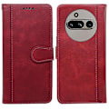 Miniatyrbillede 1 af 5: Kompatibel med Nothing Phone (3a) Etui Kalvetekstur Læder Stand Bogstil Telefon Etui - Rød-Perfekt Red