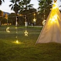 Pikkukuva 9 / 10: Aurinkopaneelit ulkona Ramadan-koristeet Kuut Tähdet Valot 138LED Aurinko String Valot Ulkona