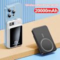 Miniatyrbild 1 av 5: Mini 20000mAh trådlös magnetisk powerbank snabbladdare för iPhone mobiltelefon