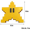 Miniatyrbillede 4 af 4: Retro Super Mario Pixel Star Julgransprydnad 3D Stjärna S