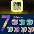 Miniatyrbild 4 av 5: Led Digital Sovrum Väckarklocka Lätt Justerbar Kub Växlarm Med 4 Sided Bts Mjuk Nattljus Stor Skärm Färg Nattljus Klocka 14
