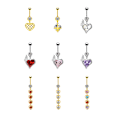 Miniatyrbillede 3 af 8: Mode Navle Ring Ornament Hjerteformet Zirkon Navle Ri 8