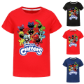 Miniatyrbillede 4 af 5: Børn Drenge Piger Smilende Critters CatNap DogDay Dyreprint T-shirt Unisex Rød Ed 160 cm