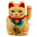 Lyckokatt Mini Maneki-neko Vinkande Katt Solar 5cm (LGL) Beige
