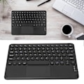Miniatyrbillede 2 af 6: 10 tommer Trådløst Bluetooth Touchpad Tastatur Retro Runde Tastknapper Ergonomisk Magnetisk Støtte Berøringsbevægelser til Windows til IOS Sort
