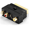 Miniatyrbillede 4 af 5: deleyCON Scart til 3x RCA Stik IN/OUT Switch + S-VIDEO S-VHS AV Audio Video Adapter - Sort