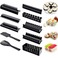 Miniatyrbild 1 av 6: Sushi Set för Nybörjare 10 Delar Plast Sushi Maker Verktyg Komplett med 8 Sushi Ris Rullformar Formar Gaffel Spatel DIY Hem Sushi Verktyg