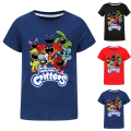 Miniatyrbilde 5 av 5: Barn Gutter Jenter Smilende Critters CatNap DogDay Dyreprint T-skjorte Unisex Rød Ed 130 cm