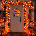 Miniatyrbild 6 av 6: 2-pack Höstdekoration Förstorad Lönnlöv Halloween Höstdekorationer för Hemmet Höstlampor Tjocka Löv Girlander, Totalt 20 fot 40 LED Batteridriven