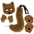 Rävsvans & Öron Cosplay Set med Kattöron och Grytvantar, Brun{AZC} brown