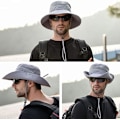Miniatyrbilde 3 av 7: Solhatt Menn Kvinner Fotturer Safari Cap Utendørs Foldbar Sommer Cap