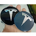 Miniatyrbillede 2 af 4: 4 stk. 56 mm Bilhjul Navkapsel Emblem Mærkat Styling til Tesla Model 3 Model S Roadster Cybertruck Model X Biltilbehør Llwl C