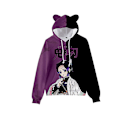 Miniatyrbillede 2 af 4: Unisex Demon Slayer trykte hættetrøjer sweatshirt Casual Pullover Katteøre Hættetrøje jumper Toppar Lilla Purple M
