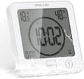 Shower Clock Waterproof, Digital Clock Timer with Alarm, Bathroom Clock with Suction Cup, Temperature Humidity Display, 3 Mounting Methods White