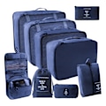 Miniatyrbilde 1 av 10: 9 stk/11 stk Reiseoppbevaringssett i ensfarget stoff Bærbar koffert Klærpakkepose for Res deep cerulean 9 pcs