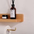 Pikkukuva 3 / 5: (10x30 cm) Kaksinkertainen WC-paperiteline massiivipuusta, asennuskirja, WC-seinäteline, itseliimautuva, WC-koiranpentujen rullakoriste (kirja, 3,9