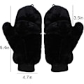 Miniatyrbilde 7 av 7: Vinterhansker for kvinner, myke og fluffy, vindtette fleece-hansker med varm vott-deksel for jenter Black