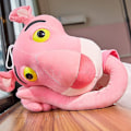 Miniatyrbillede 1 af 4: Pink Panther Plyslegetøj Søde Lange Ben Blødt Dyr Pink Leopard Kawaii Gave Udstoppede Dukke Børn Fødselsdagsgave med tøj with clothes 60cm