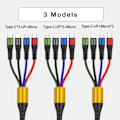 Pikkukuva 6 / 6: 4-in-1 USB-pikakaapeli [120 cm pituus] Monikäyttöinen kaapeli Type-C- ja Micro-Android-puhelimille