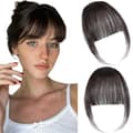 Äkta hår Clip in Bangs, Falska Bangs Hår Clip on Bangs för Kvinnor Matte Black