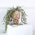 Miniatyrbillede 5 af 6: Ansigtsblomst Pottehoved Plantepot Sukkulent Plantepot Sød Harpiks Kaktus Plantepot med Drænhul (Planter ikke inkluderet.)
