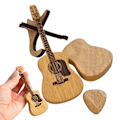 Miniatyrbild 2 av 4: Akustisk gitarrplektrumbox i trä med ställ, släta kanter, gradfri, portabel, handgjord förvaringsbehållare för gitarrplektrum