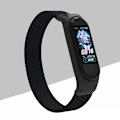 Miniatyrbillede 1 af 5: Nylon flettet urrem til Xiaomi Mi Band 4 3 rem Solo Loop NFC ur armbånd damer Smart Band gavebælte Correa Mi Band 7 6 5 sort Black Mi Band 7 6 5 4 3