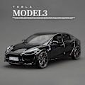 Miniatyrbilde 1 av 5: 1:24 Tesla Roadster Model Y Model 3 Tesla Model S Legering Lekebil Modell Lyd og Lys Barn Leker Samleobjekt Bursdagsgave Model 3 Black