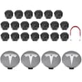 Tesla Model 3 Y S X Hjulkapsel Kit Centerkapsel Navmutter Skydd Svart Röd Vit Grå Med 4 Centerkapslar 20 Mutter Skydd Grey Silver Bright