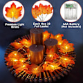 Miniatyrbild 3 av 6: 2-pack Höstdekoration Förstorad Lönnlöv Halloween Höstdekorationer för Hemmet Höstlampor Tjocka Löv Girlander, Totalt 20 fot 40 LED Batteridriven