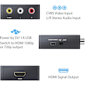 Miniatyrbilde 4 av 6: Mini AV RCA CVBS til HDMI Video Audio Konvertere Støtteadapter 720 1080P for Kamera, Xbox 360, PS1, PS2, WII, N64, Gamecube, Snes, NES...