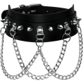 Miniatyrbillede 1 af 4: Gotisk Choker Spike Rivet med 3 Lags Kæde Justerbar Punk PU Læder Halskæder Krave