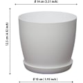 Miniatyrbillede 2 af 7: Hvide haveornamenter hvide potter med underskåle - Udendørs blomsterpotter med mat finish og bakke - Potter med underskåle Hvid White 14cm*12.5cm*10cm