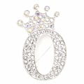 Miniatyrbillede 1 af 8: Modekrone 26 Initialer A til Z Krystal Rhinestone Broche Silver-O